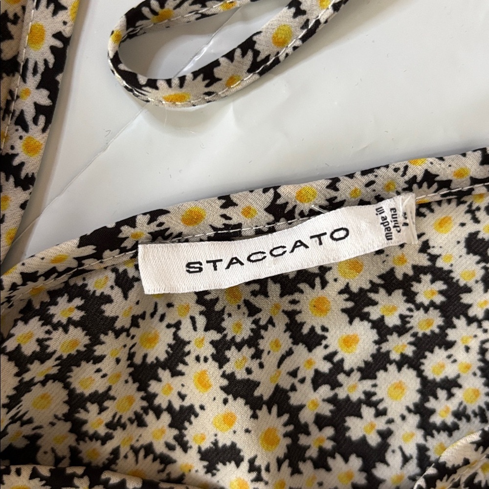 Staccato Floral Pocket Mini Dress Cottagecore Blue Cream M - Picture 7 of 10